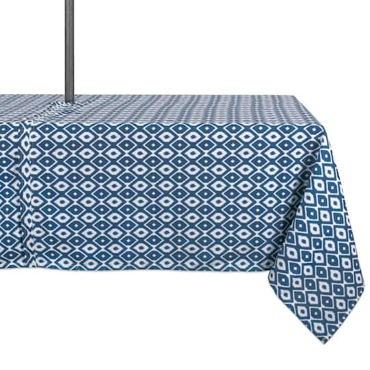 DII® 84" Blue Ikat Outdoor Tablecloth with Zipper